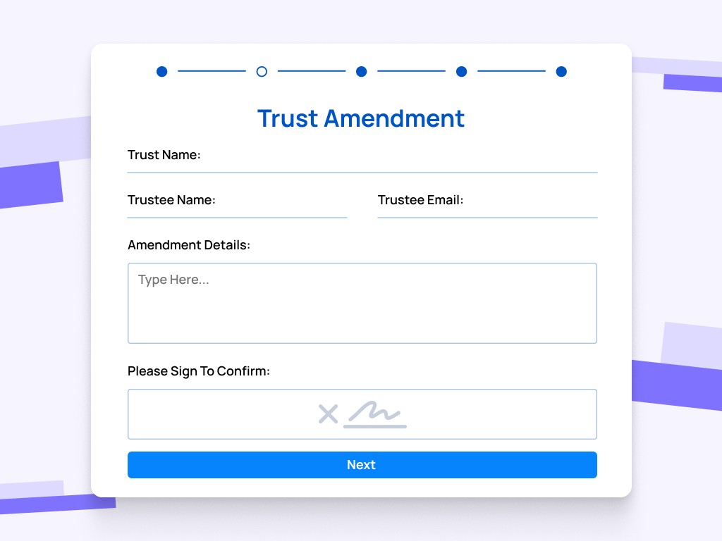 Trust amendment form template preview