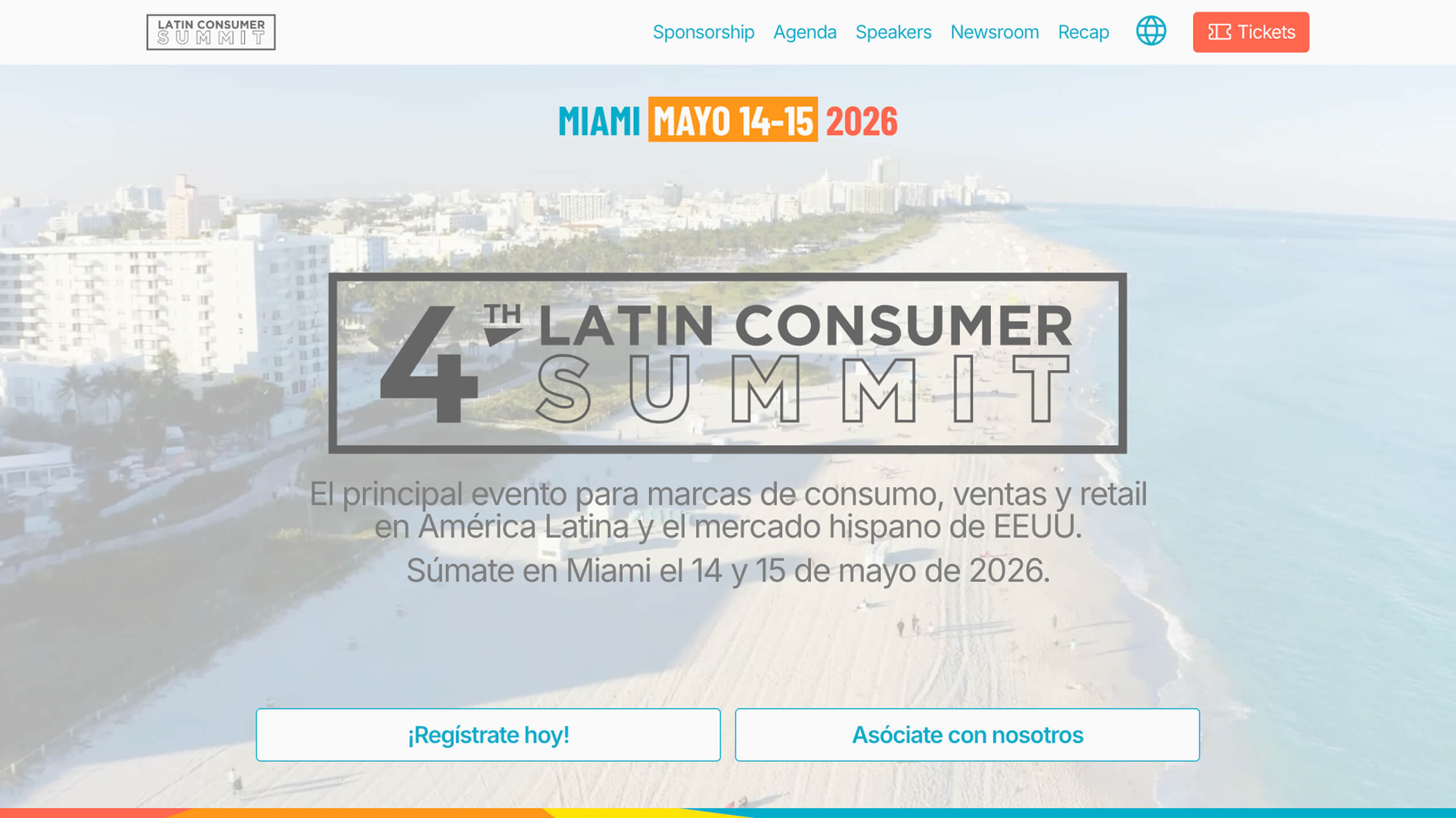 Diseño web desktop Ohla hero página de inicio Latin Consumer Summit