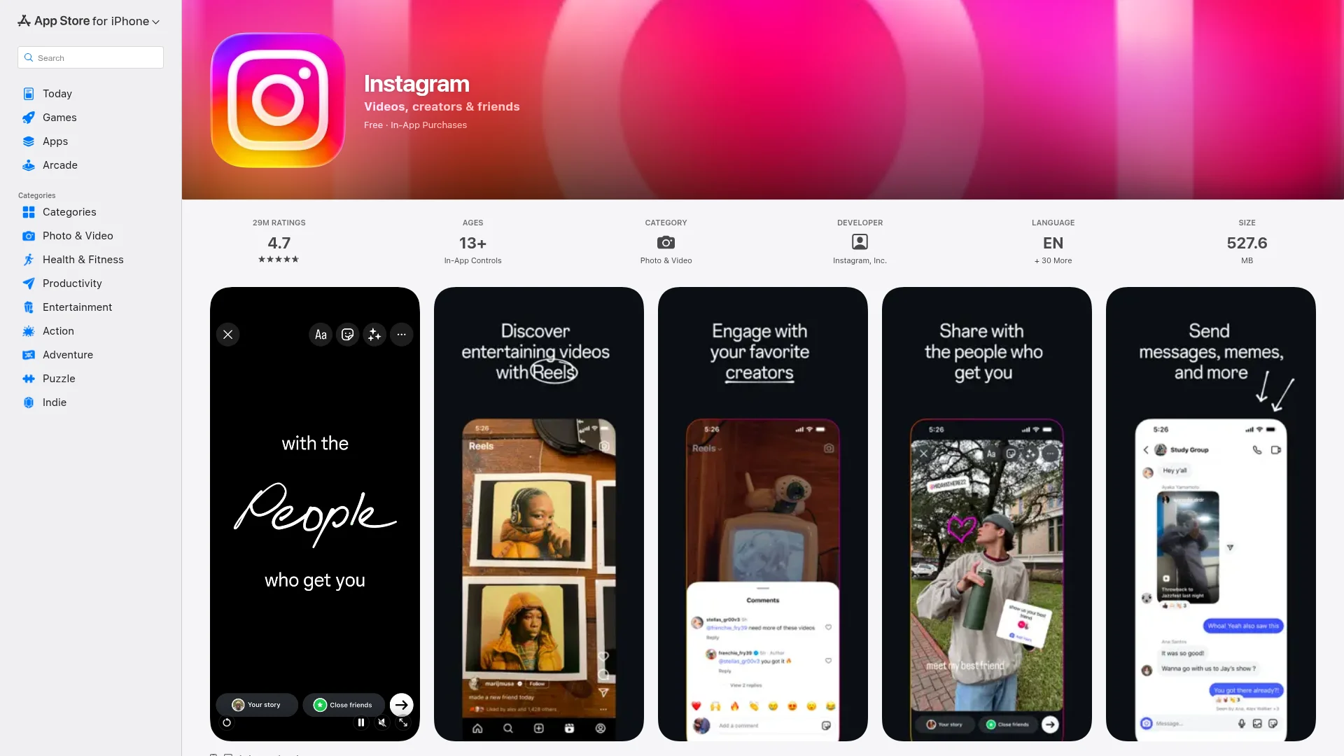 Instagram on the App Store — React Native app example