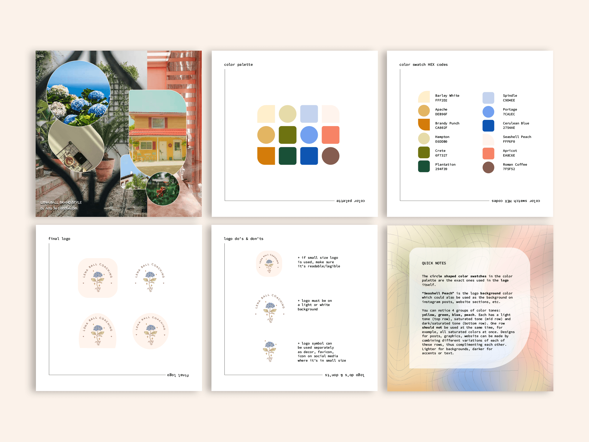 brand color and mood board guide book