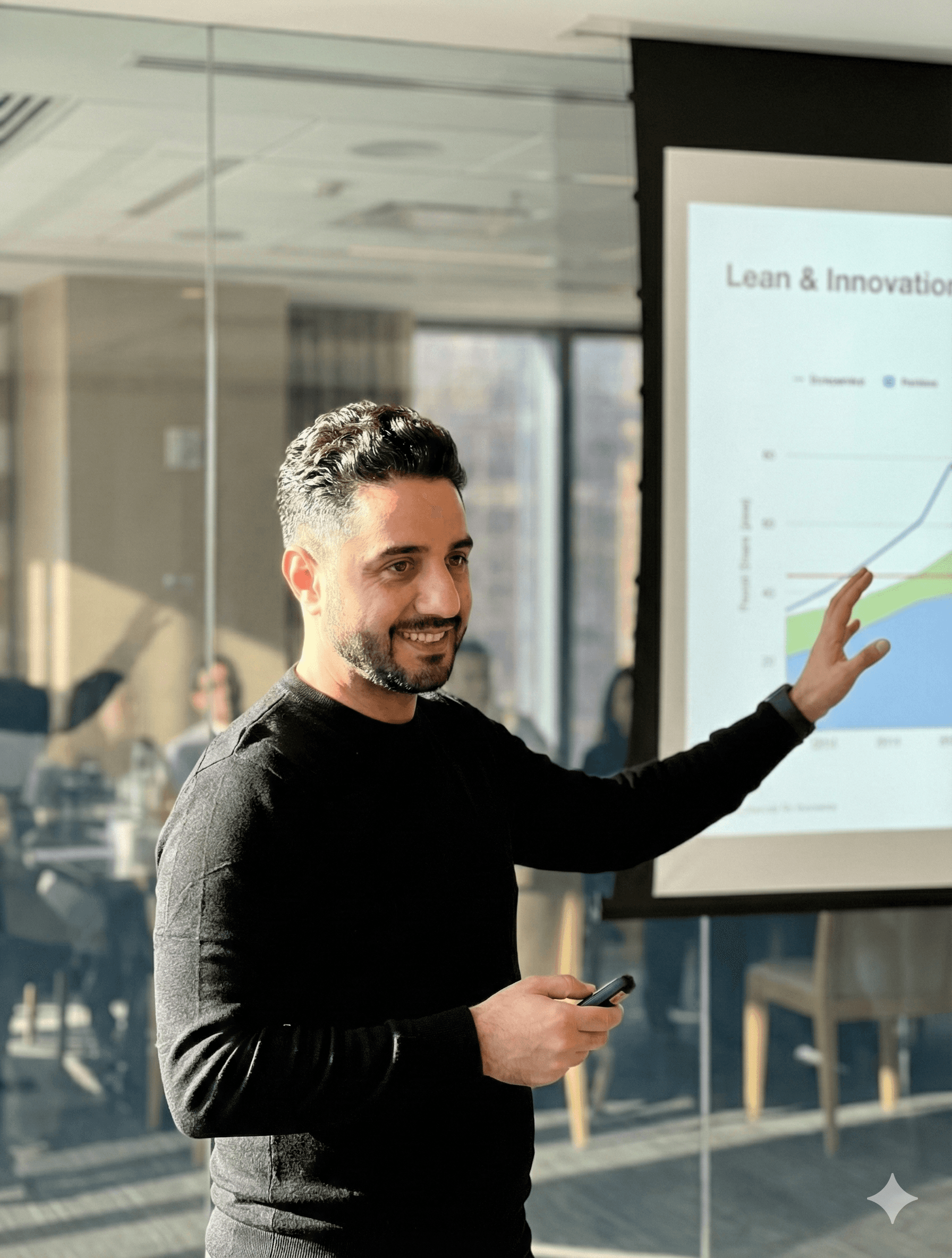 person sitting in a chair in front of a man
