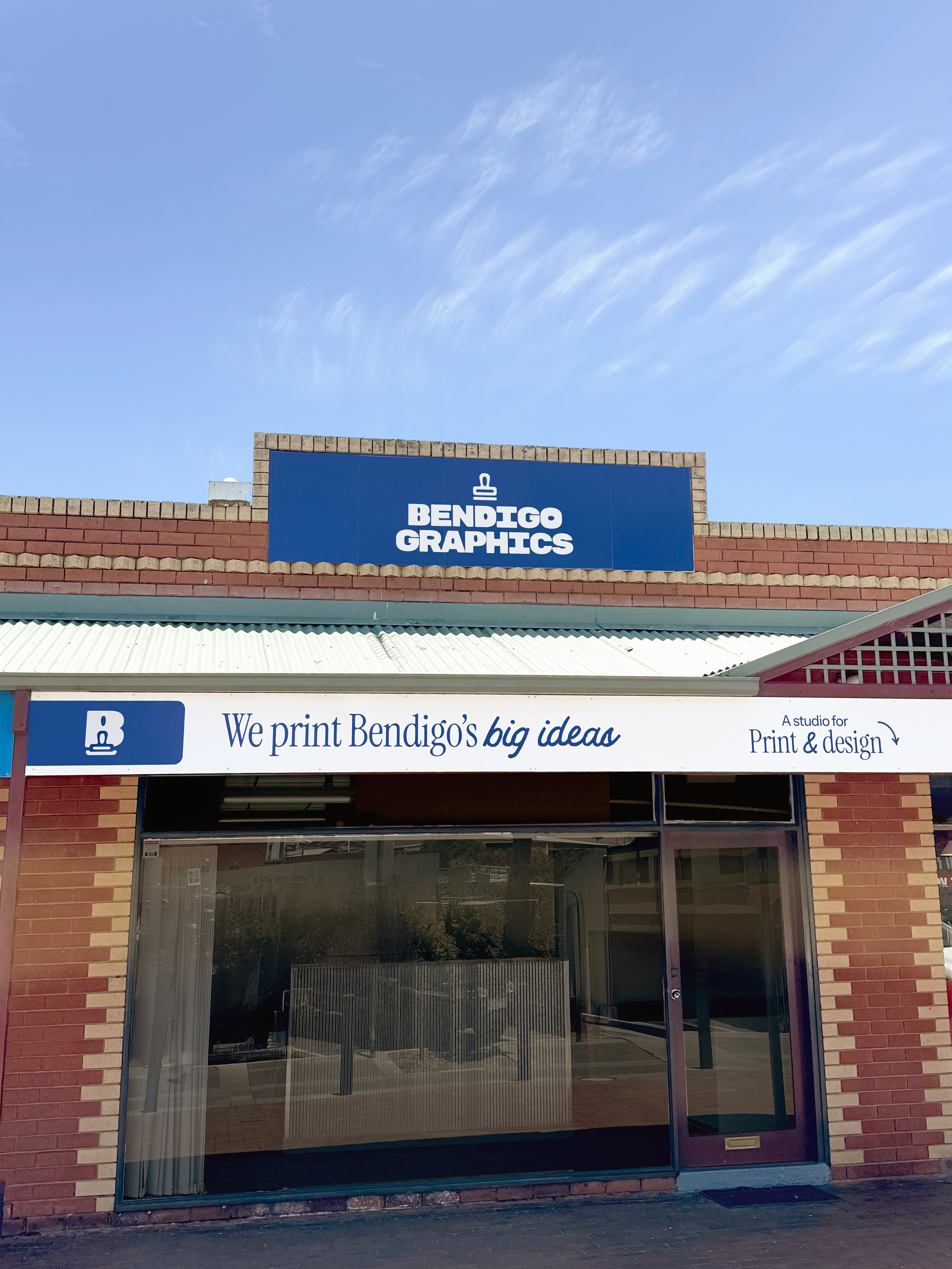 Bendigo Graphics store facade showcasing local print and design studio branding in central Bendigo.