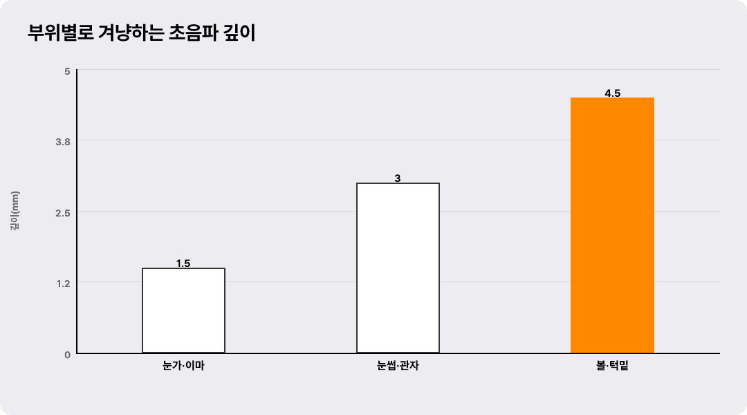 부위별로 겨냥하는 초음파 깊이