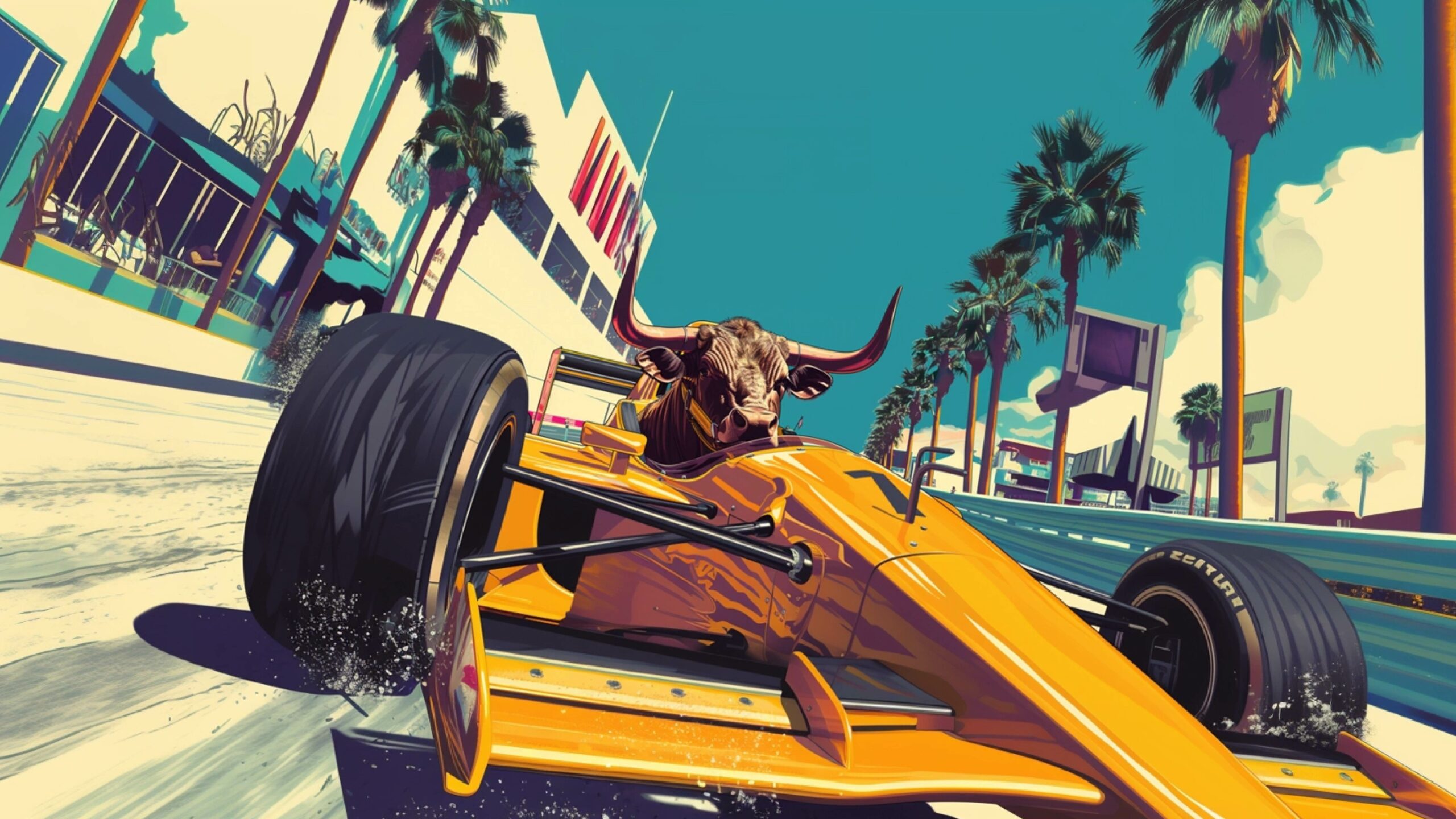 Momentum Cover with Bull in F1 Car