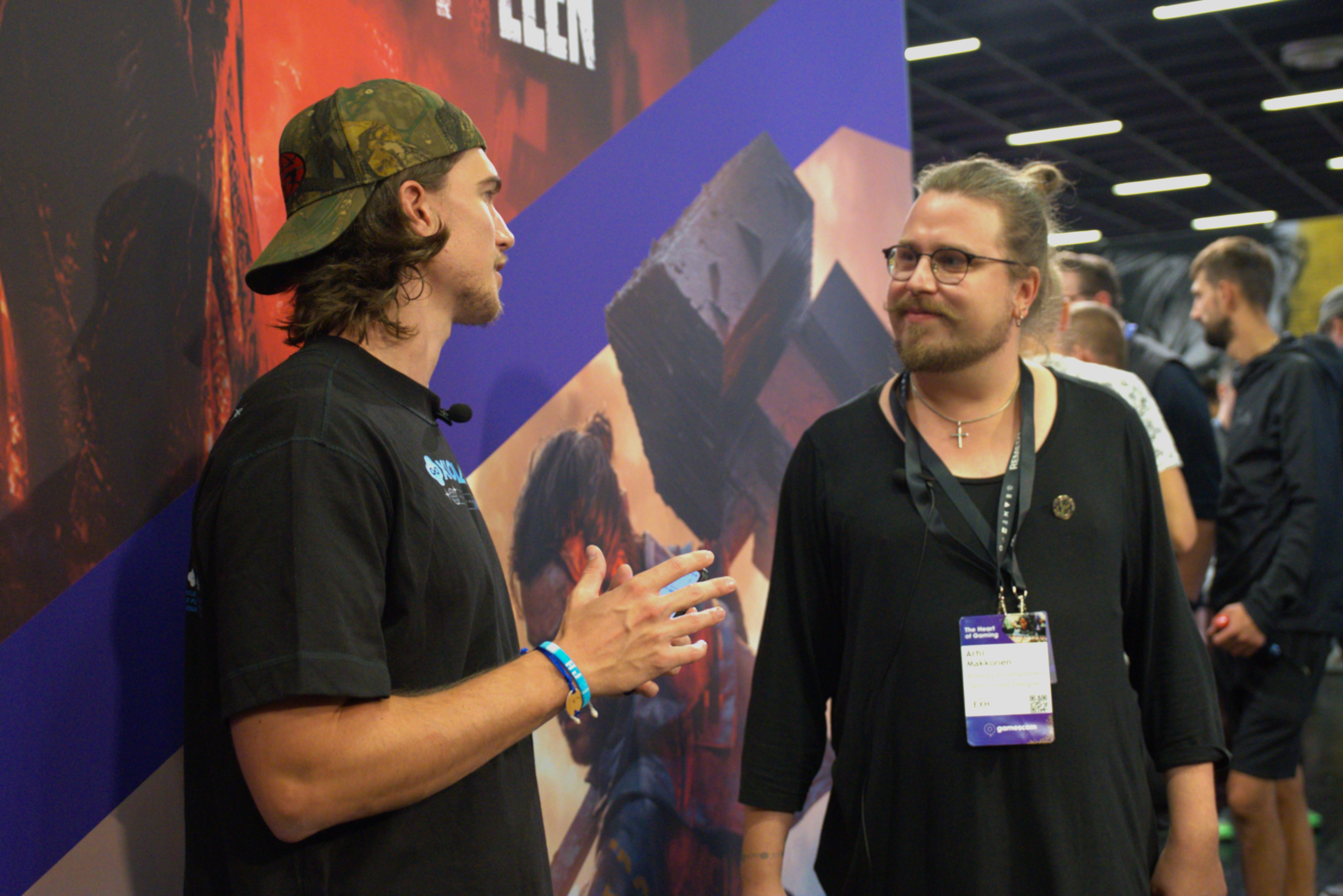 Interviewer Jake Lucky with Remedy's Arhi Makkonen