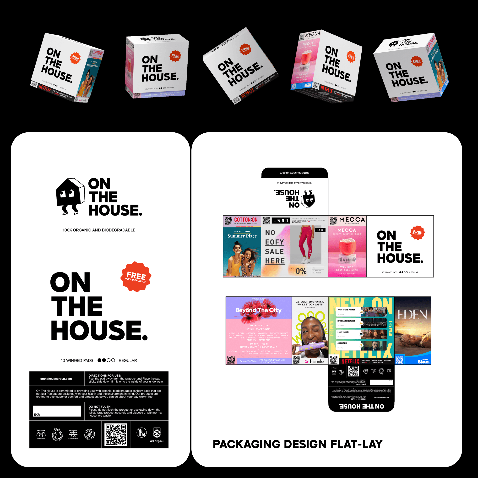 Flat lay of the packaging design for On The House by Craate Creative