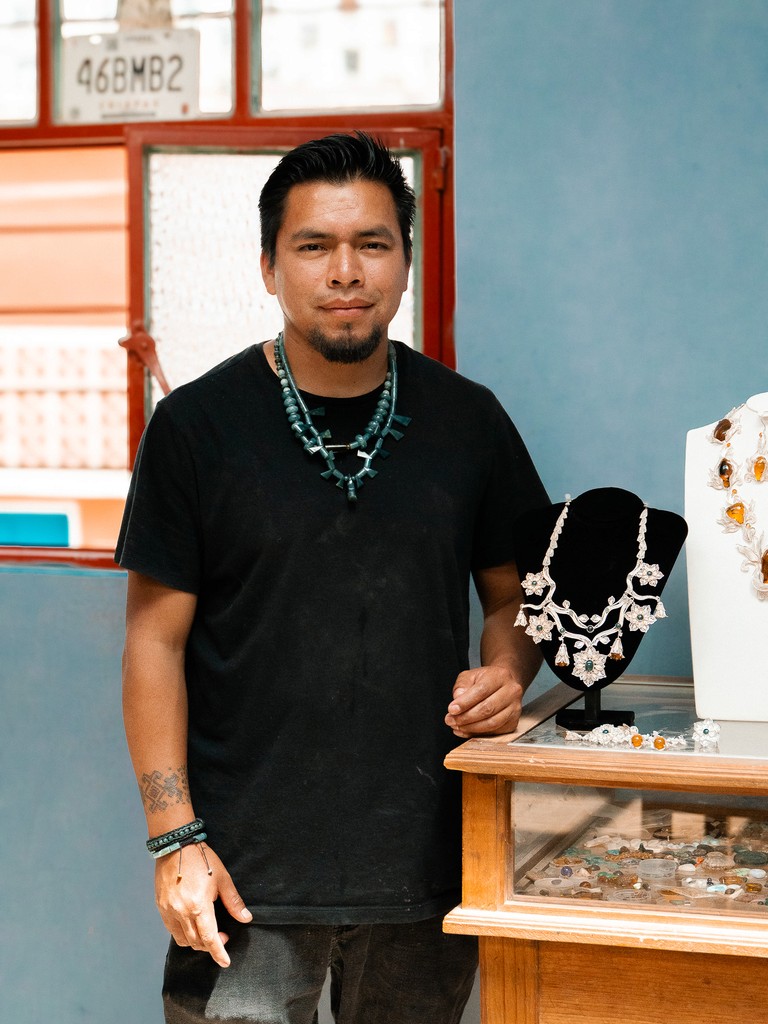 Francisco Javier Velazquez Gomez from Balambar, photographed in his workshop in San Cristobal de las Casas, Chiapas, Mexico