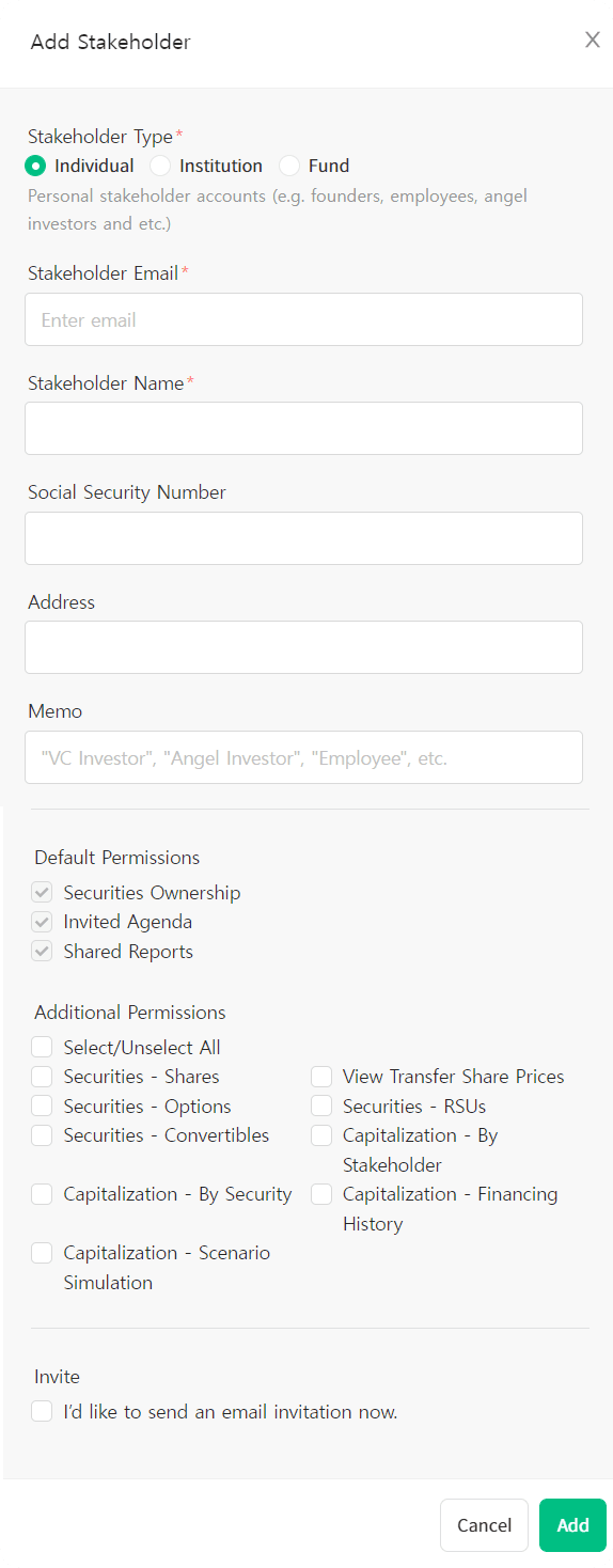 select stakeholder type