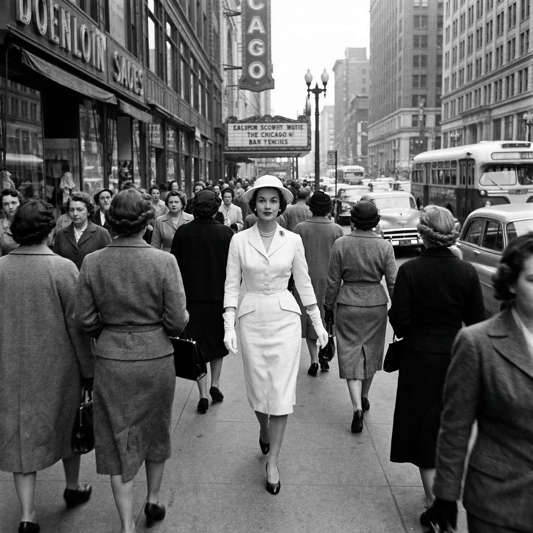 View of a woman in white.