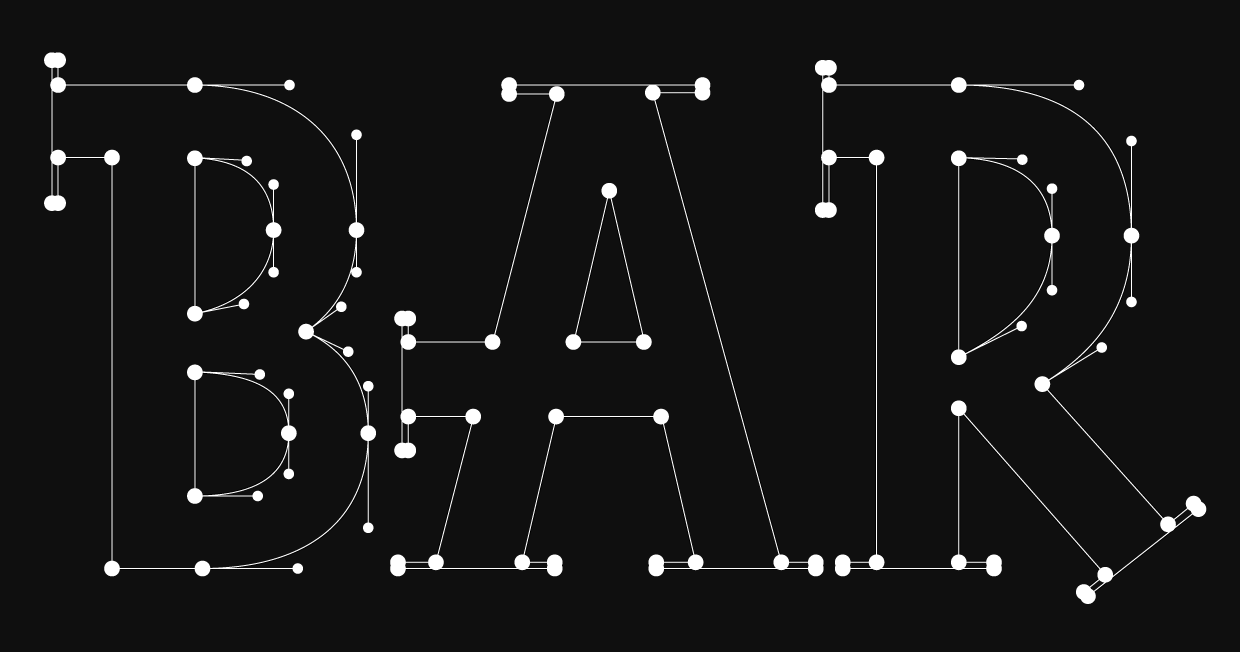 First outlines of Hessel serif custom font by Groteskly Yours Studio