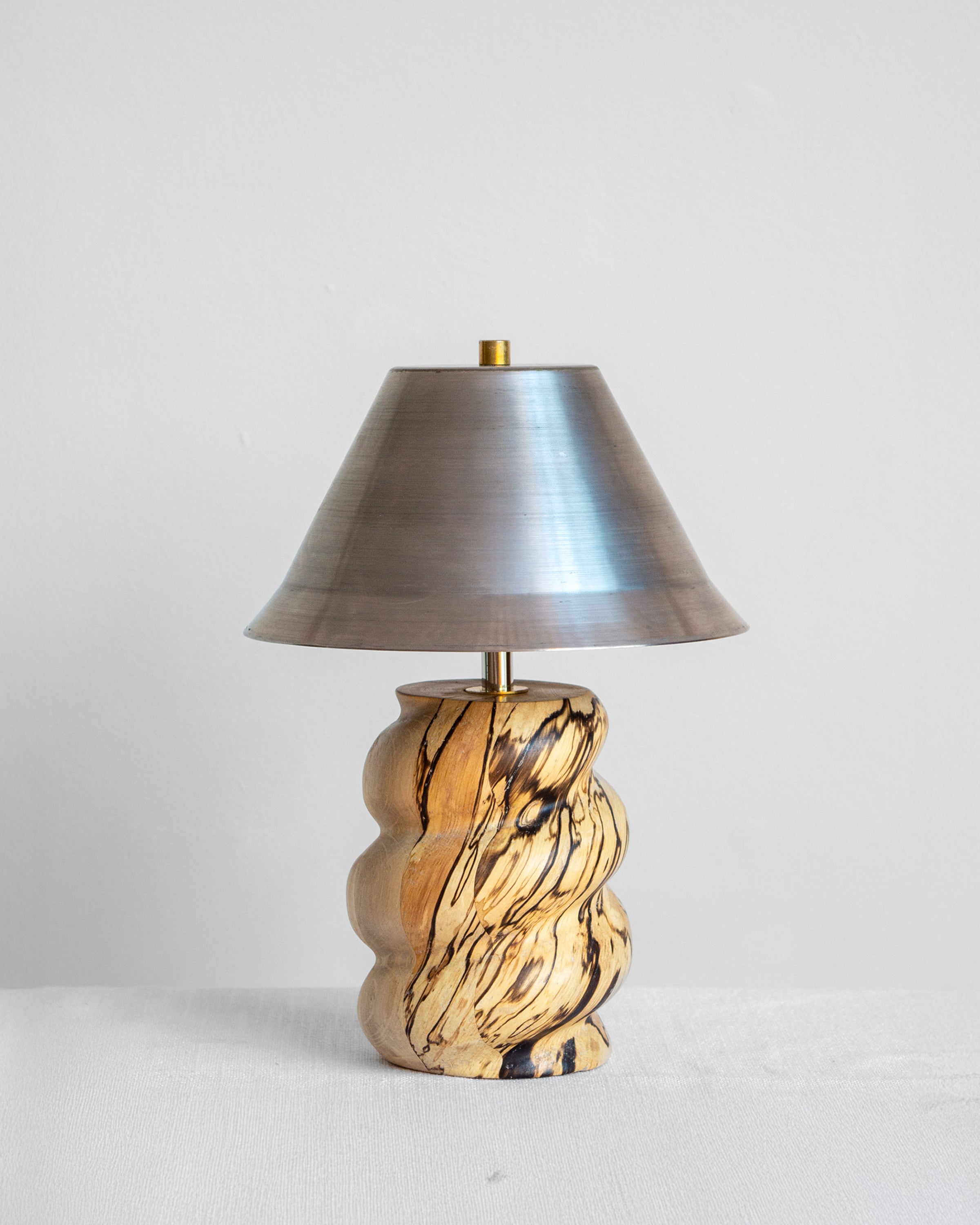 Caracol Desk Lamp with Spalted base and Steel shade available in UK, EU & US/CA wiring