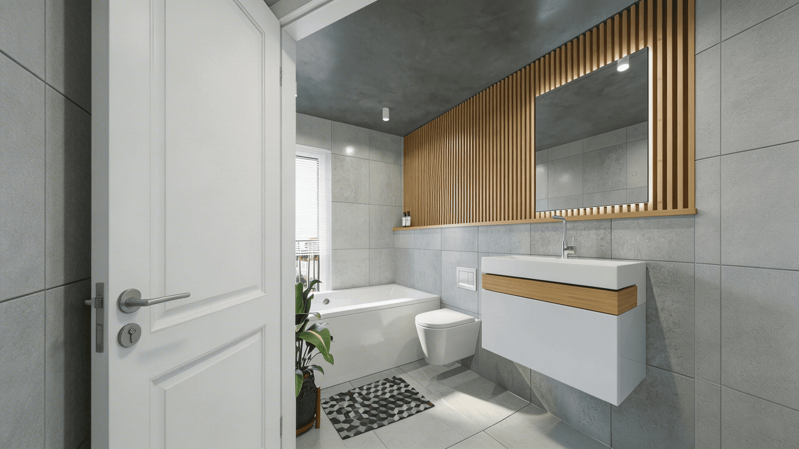 luxury bathroom door opened