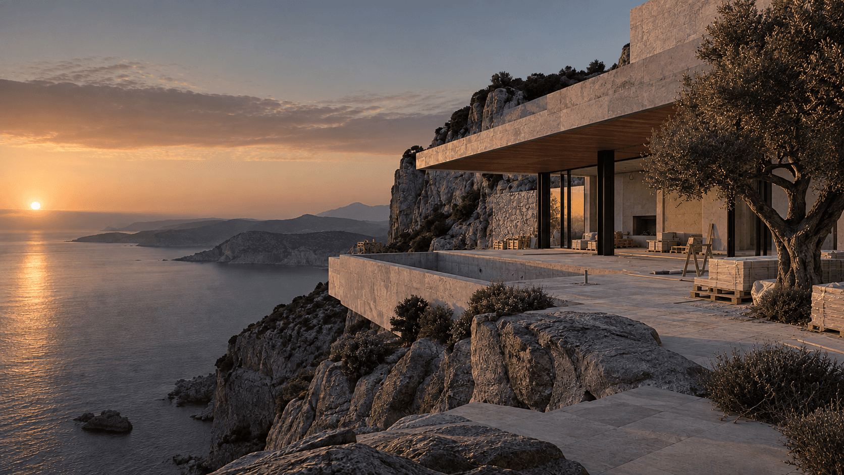 envelope stage of coastal villa construction