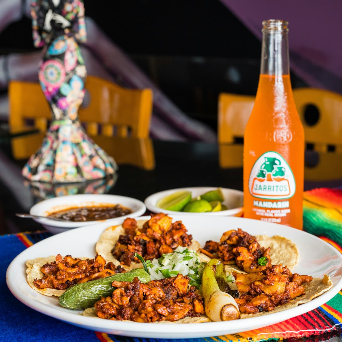 Food served with orange drink