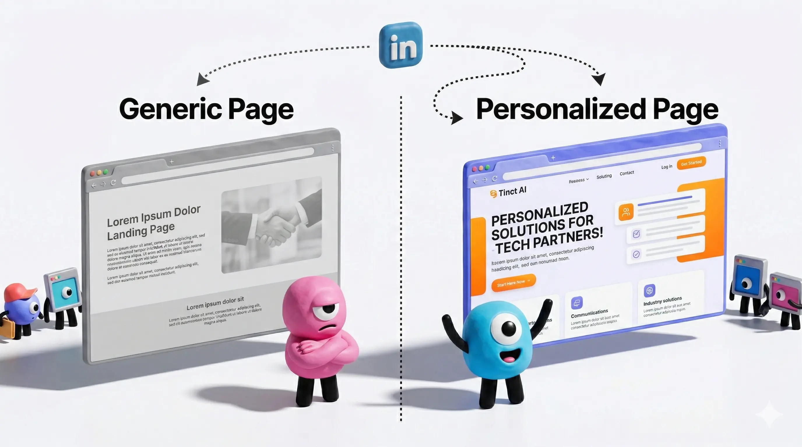 Generic page vs. personalized page comparison