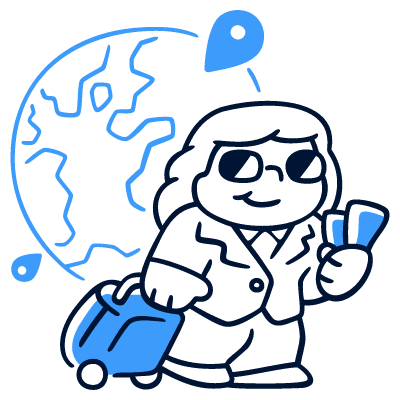 Cartoon image of person traveling