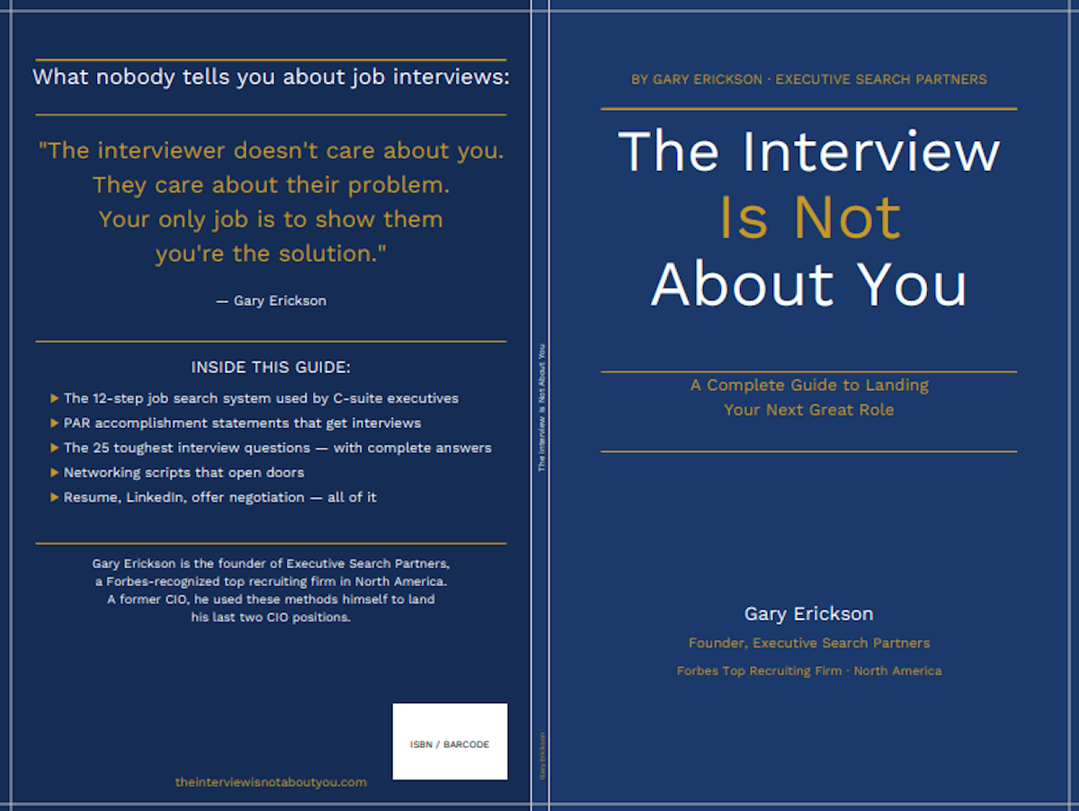Front and back cover design of The Interview Is Not About You by Gary Erickson.