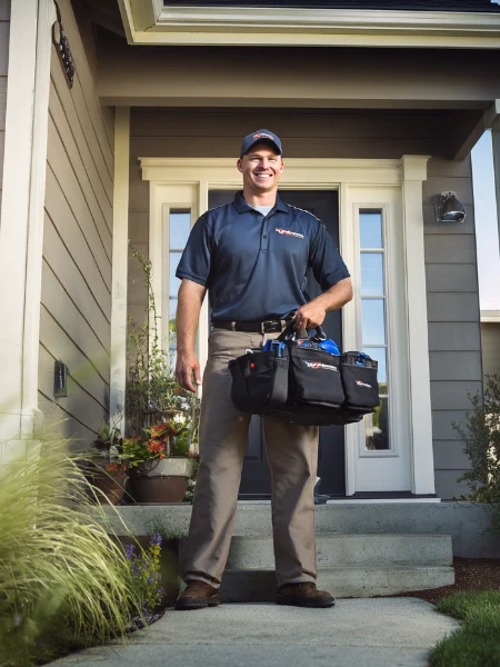 HVAC Worker standing at doorstep