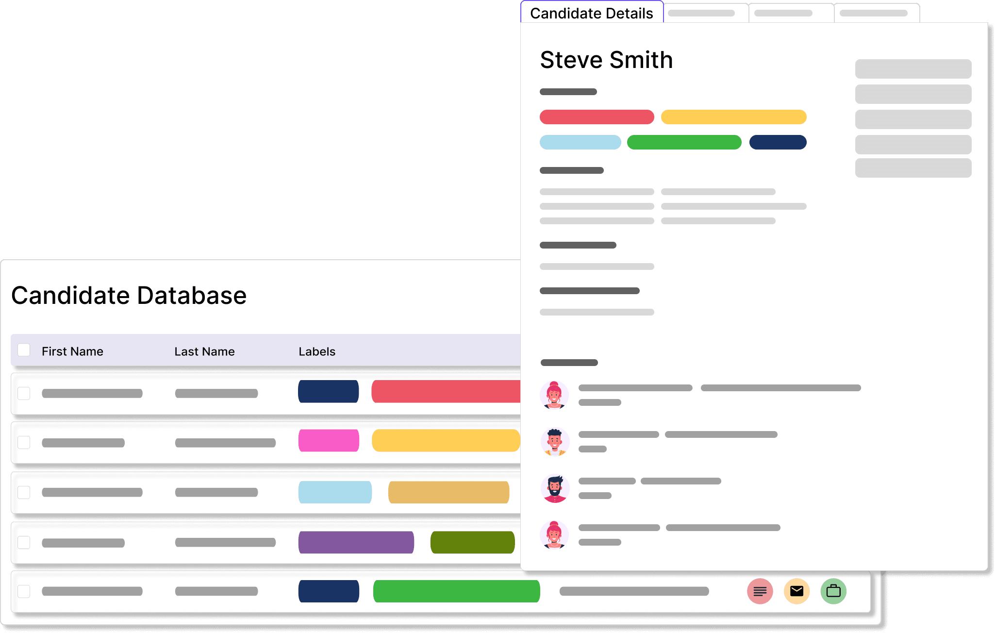 How colorful labels used in Tacitbase's Talent Pool