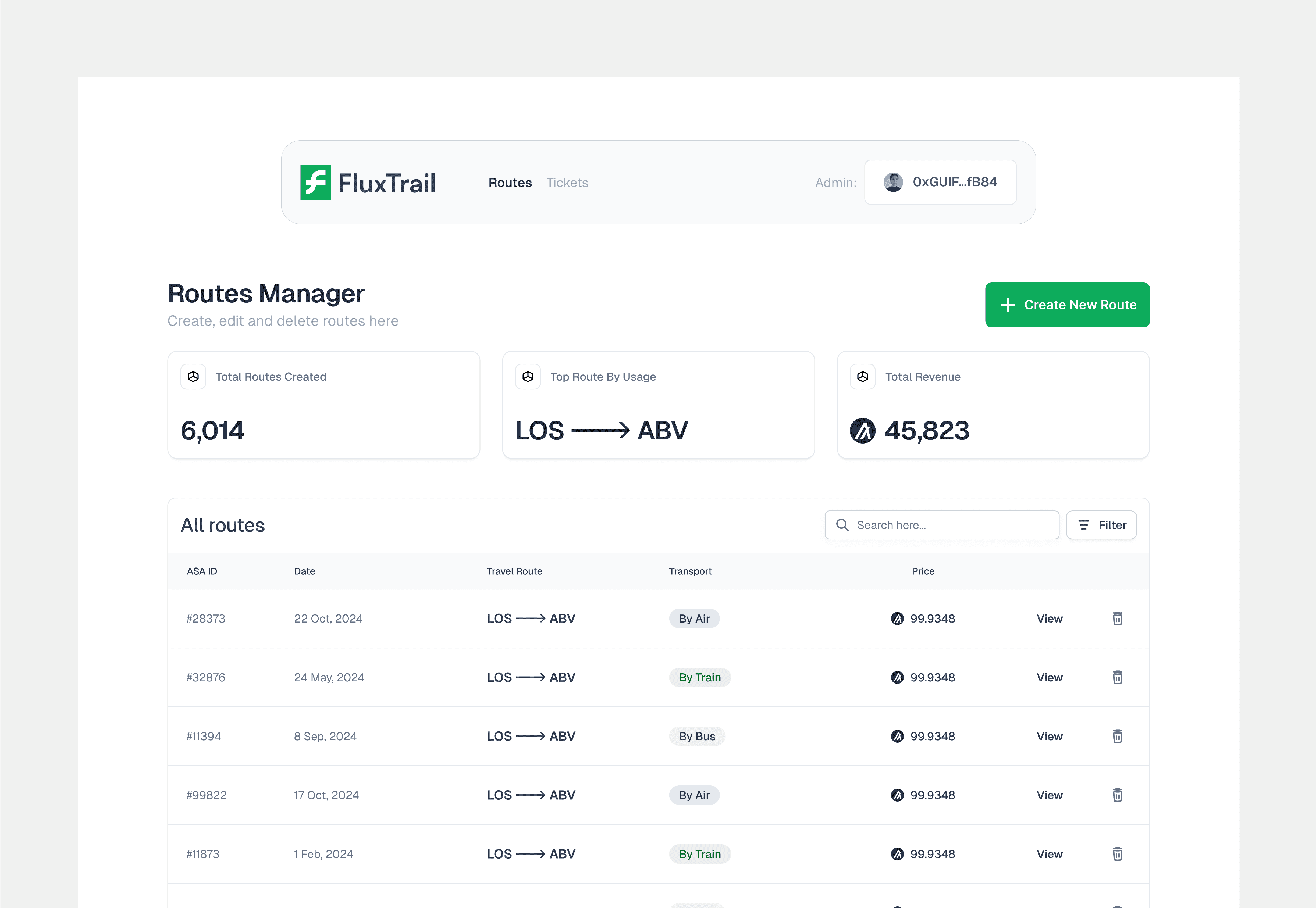 A UI shot for FluxTrail