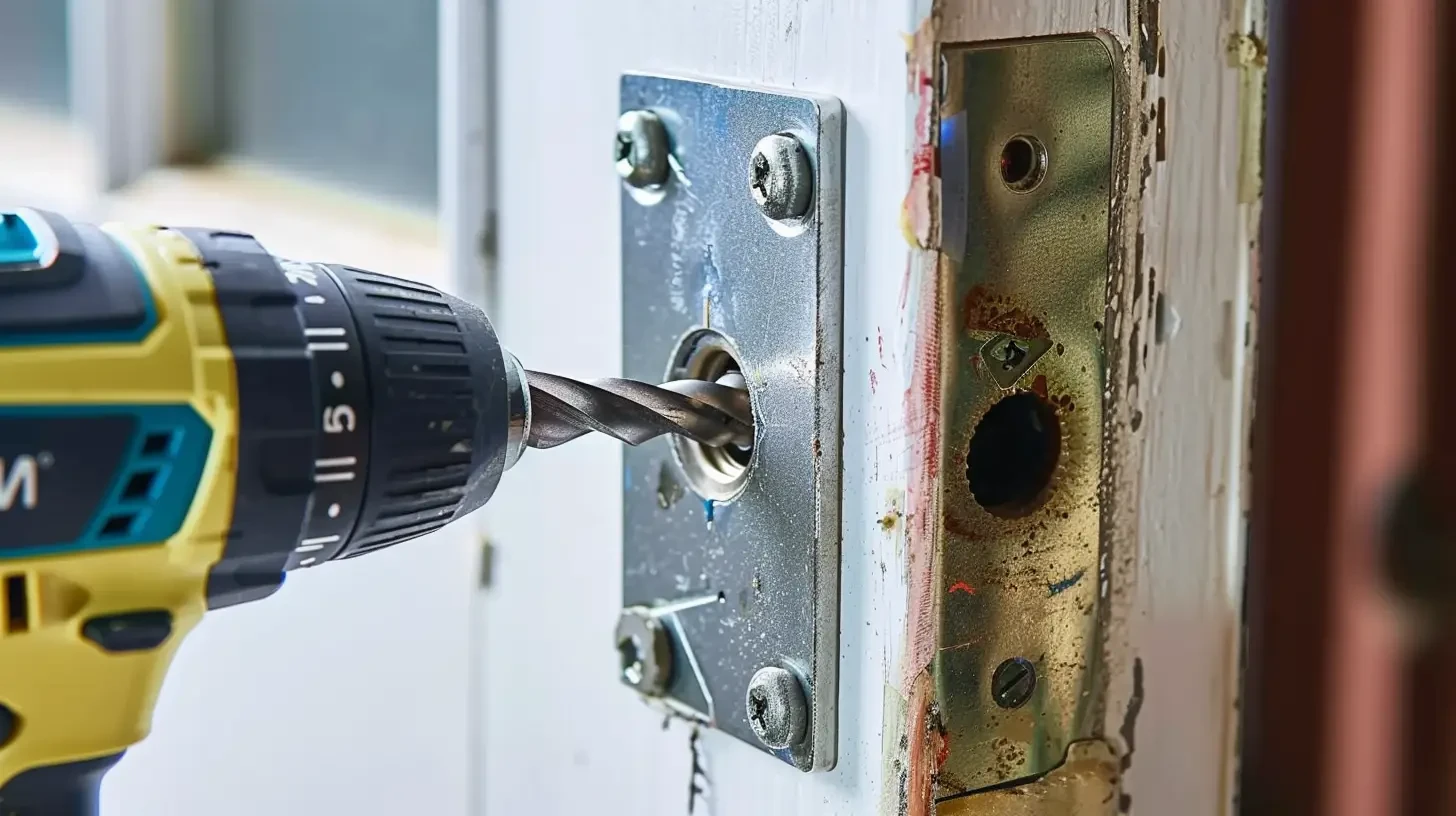 drilling-into-door-hinge