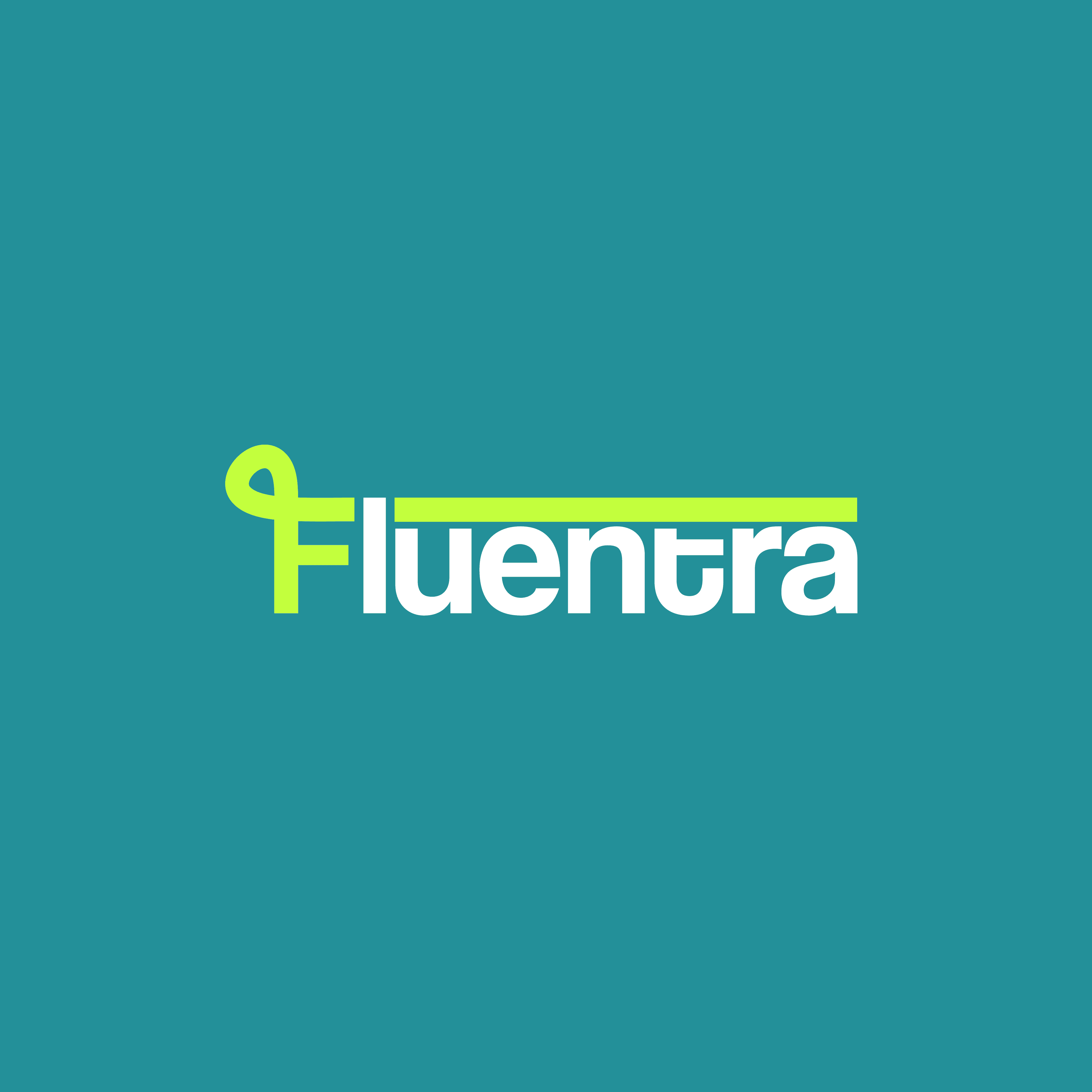 Fluentra logo in website header for English learning and online classes platform