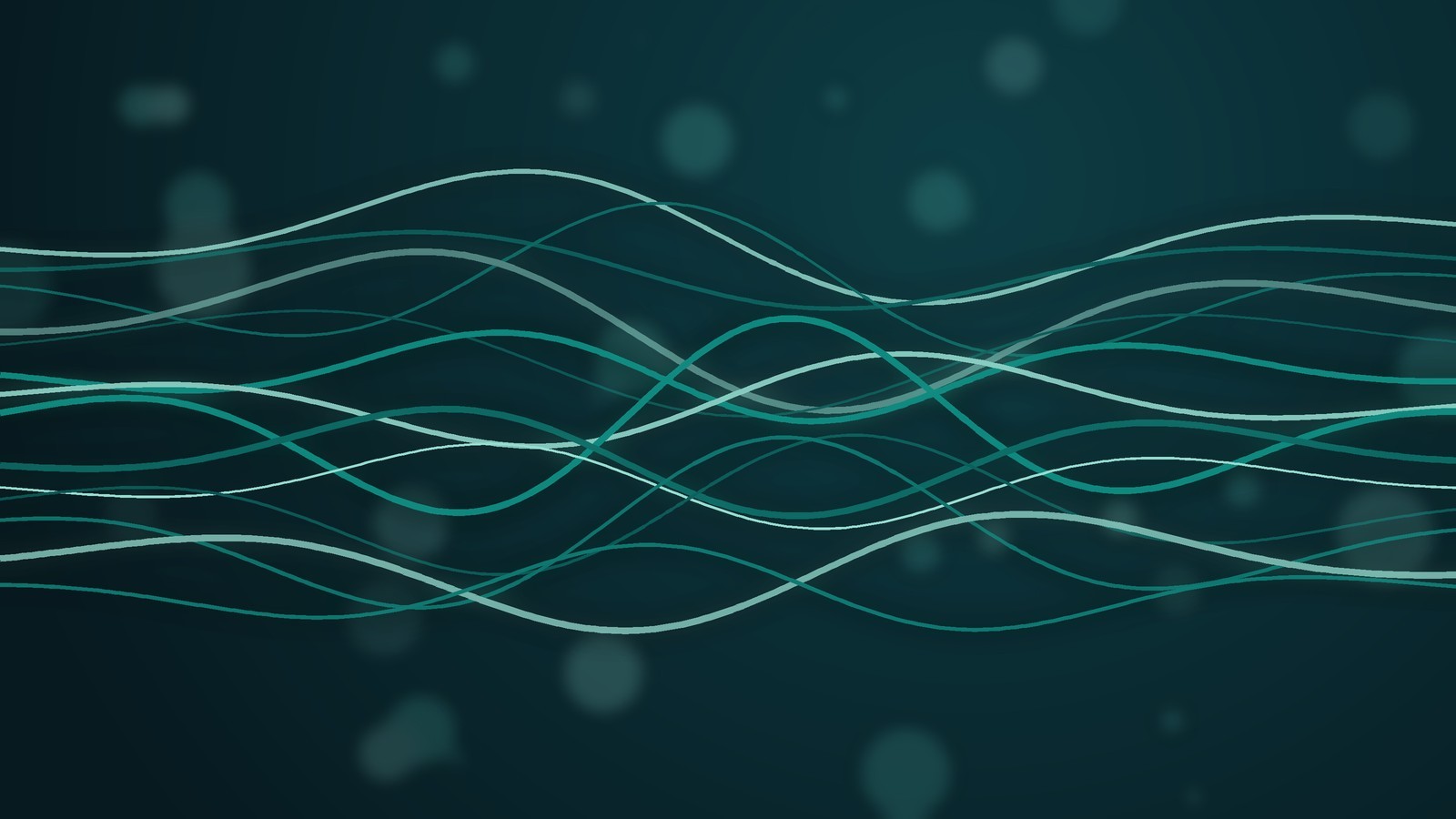 Abstract layered wave pattern in teal tones on a dark grid