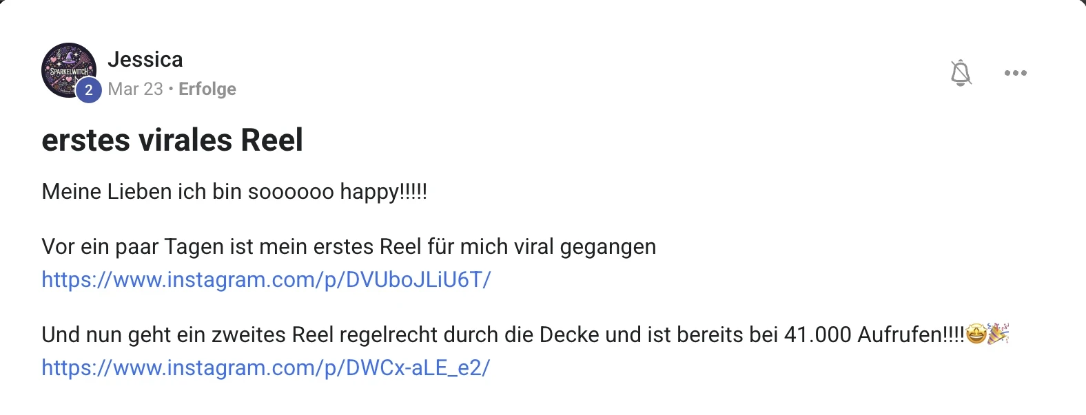 Mitglied der KI Creator Akademie: Jessicas zweites Reel erreicht 41.000 Aufrufe