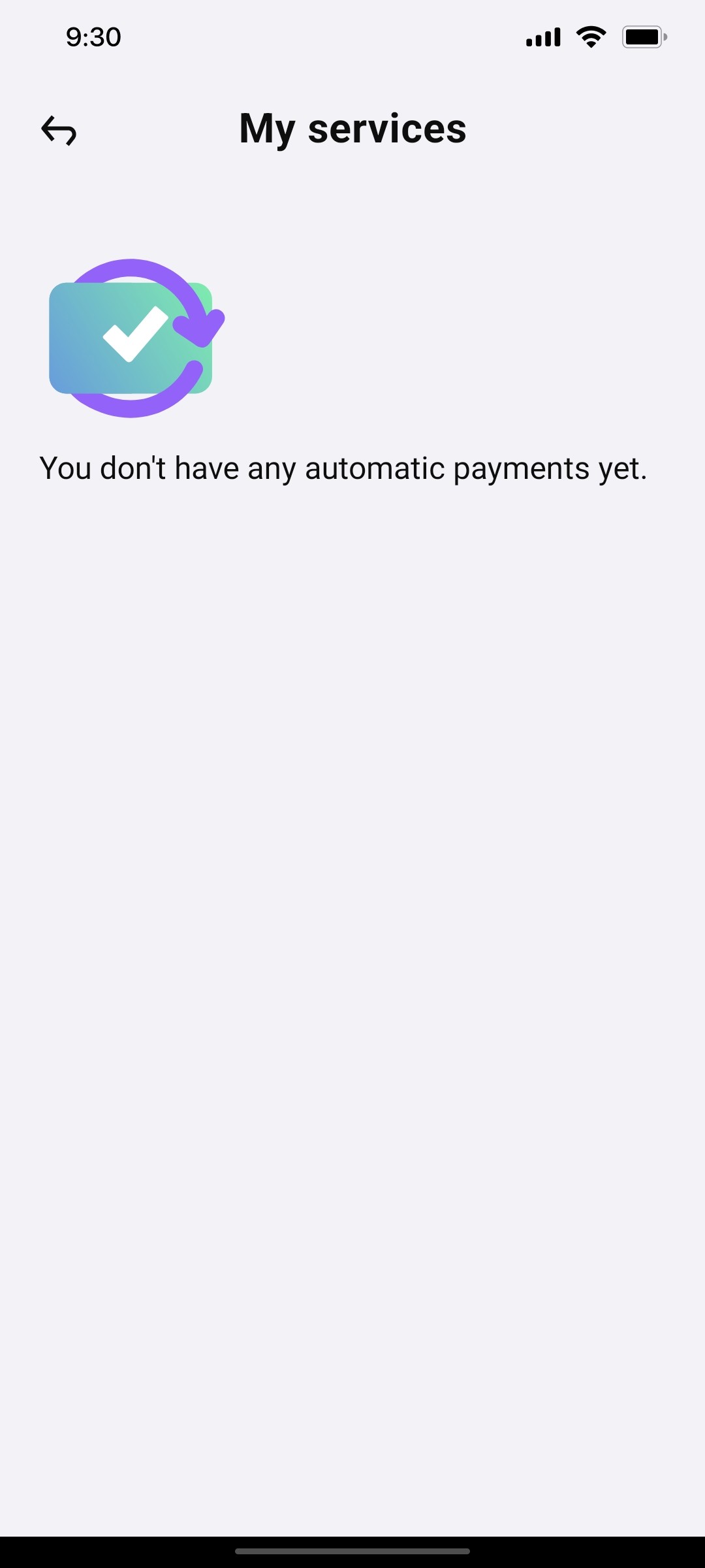 Klarna My services Page Screen