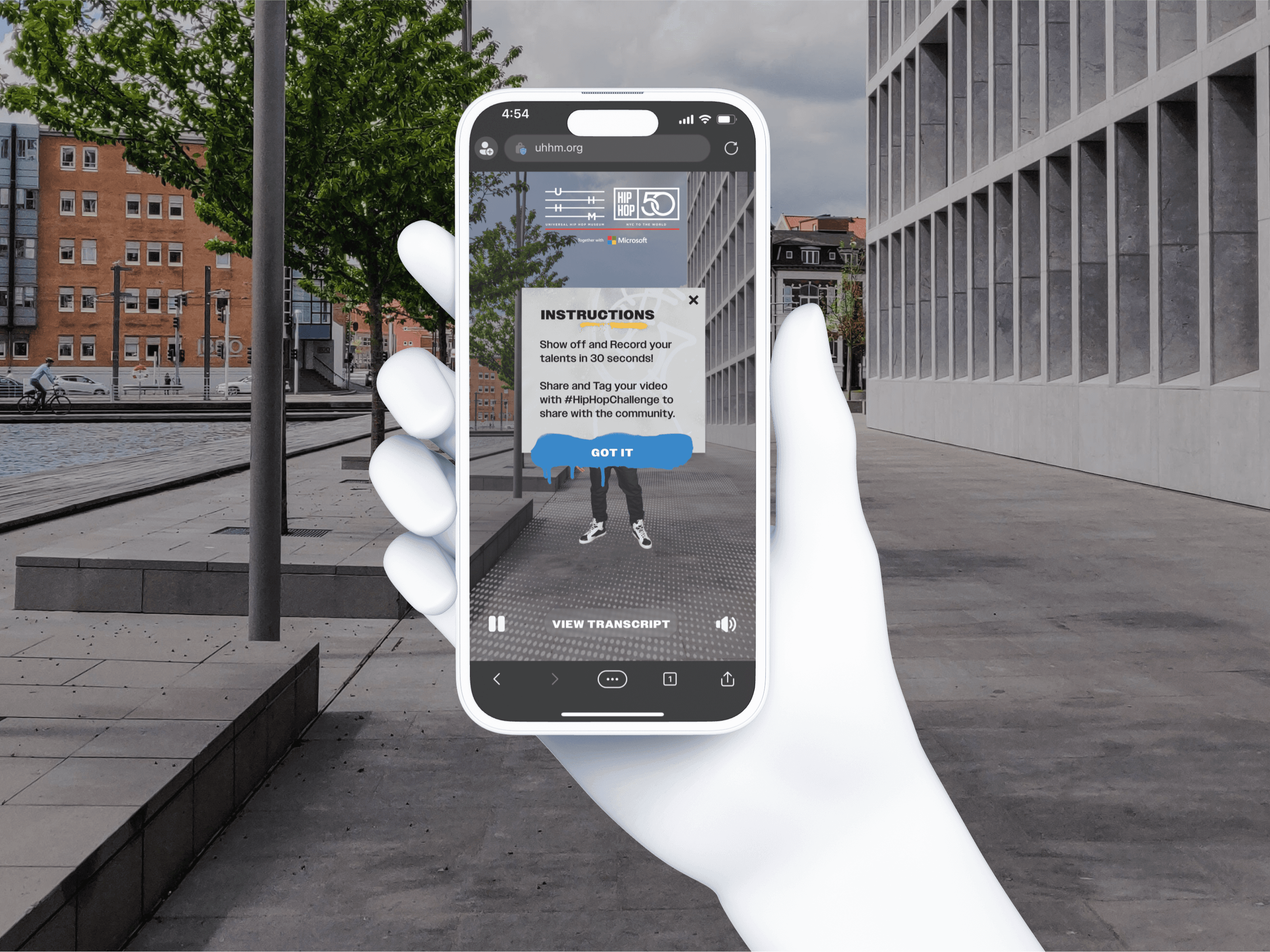 a pair of cell phones on a concrete block