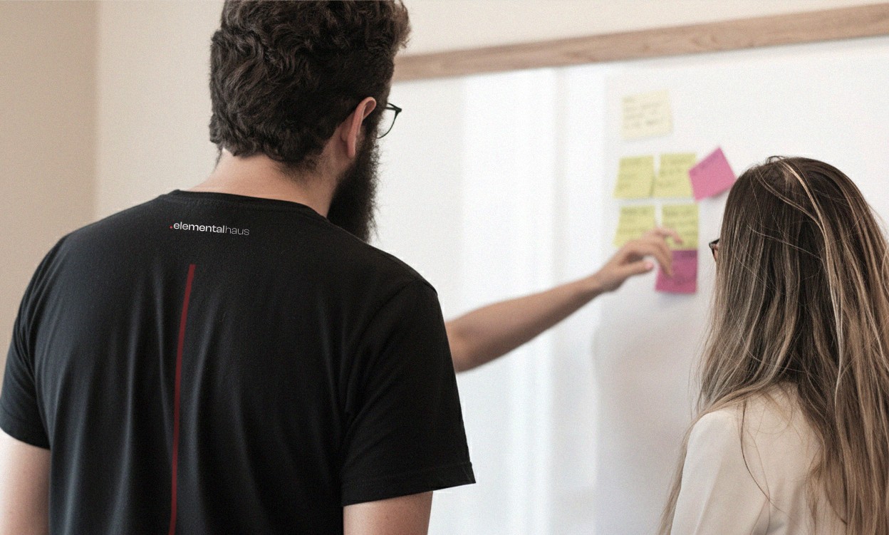Team running a workshop with clients.