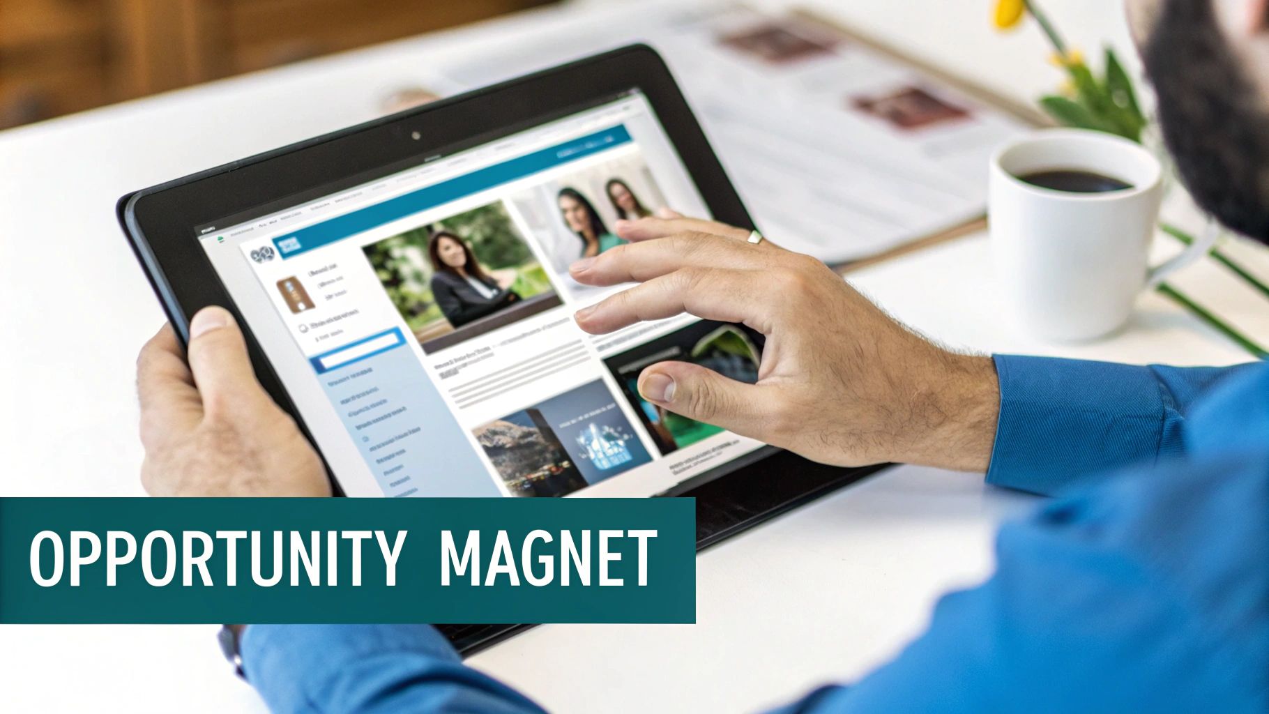 A professional smiling confidently, representing an optimised LinkedIn profile that attracts opportunities.