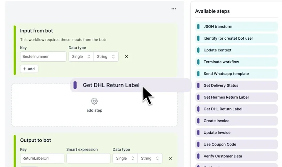 Screenshot einer mercury.ai Benutzeroberfläche mit Workflow-Editor zeigt Erstellung und Anpassung von Automatisierungsprozessen