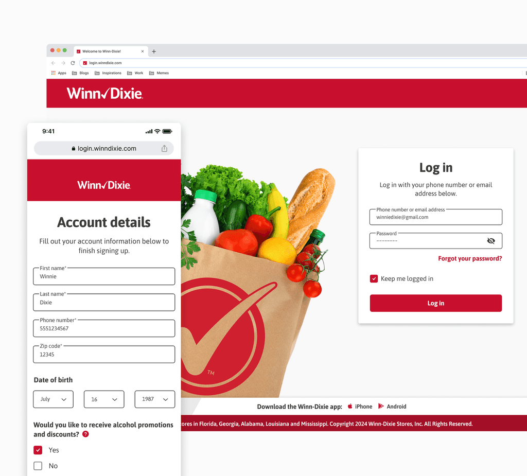 Image of a log in and sign up mockup