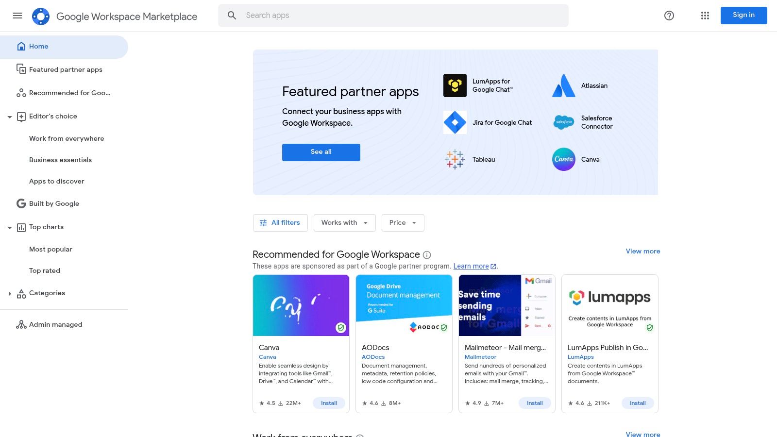 Google Workspace Marketplace — AI add-ons