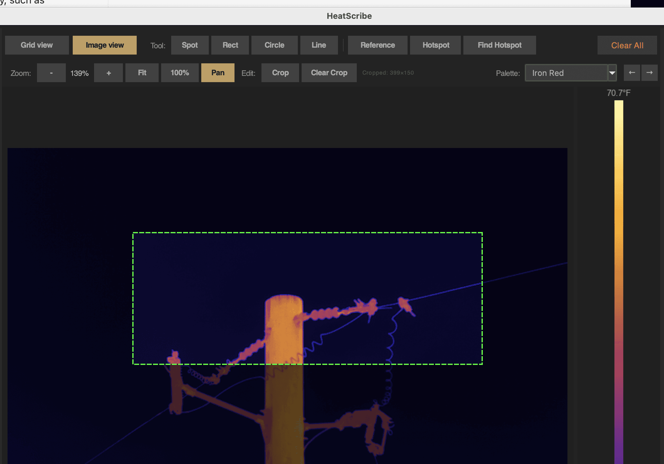 an example of the new free form crop tool in heatscribe