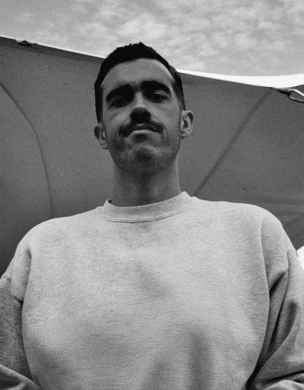 grayscale photo of man