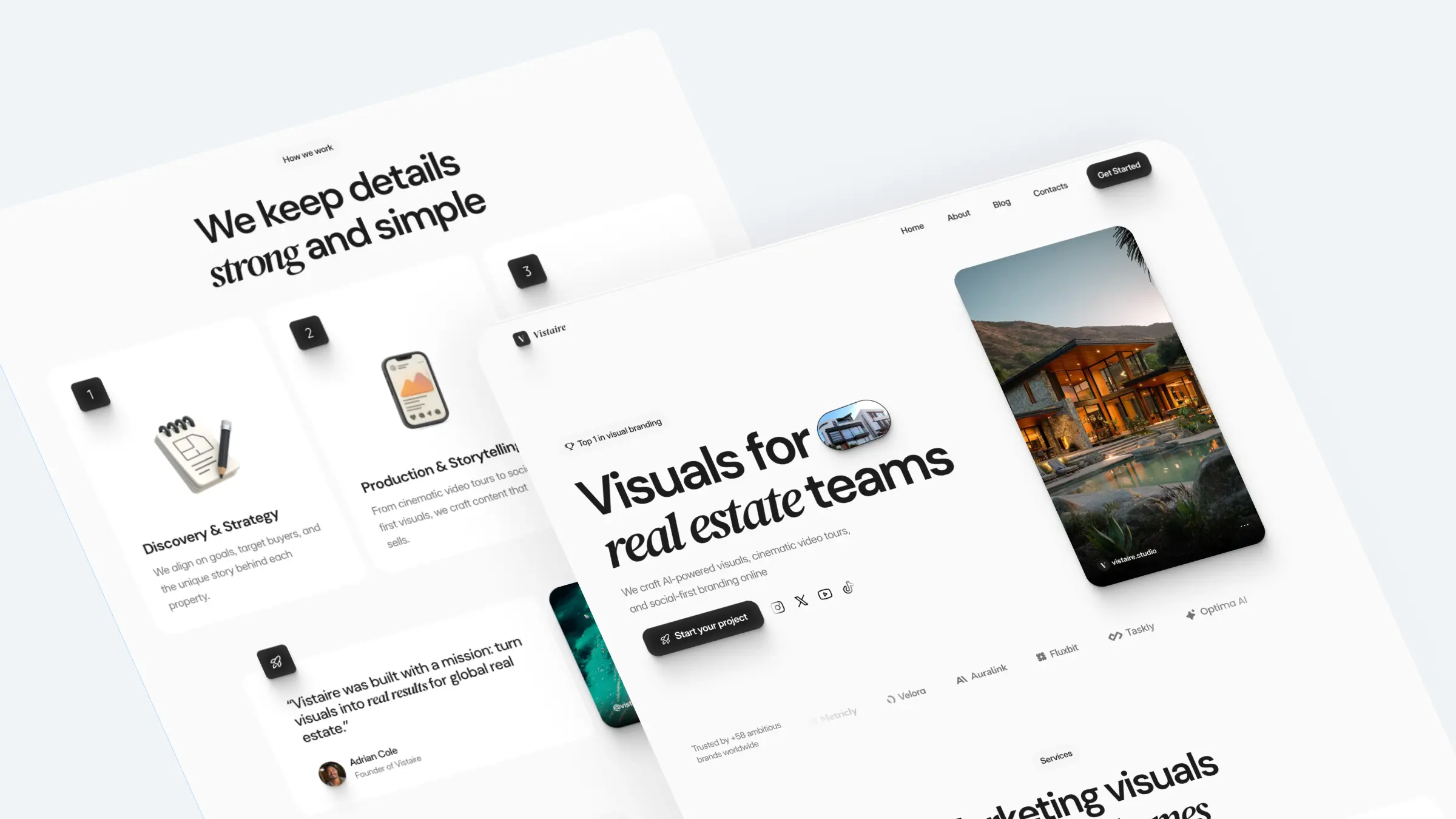 Real estate website template with cinematic visuals and video storytelling — by Luna UI