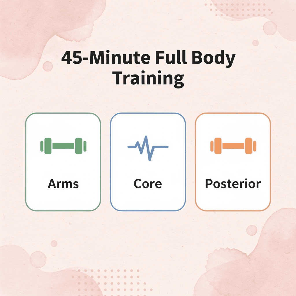 Infographic showing three body areas trained in Lagree classes