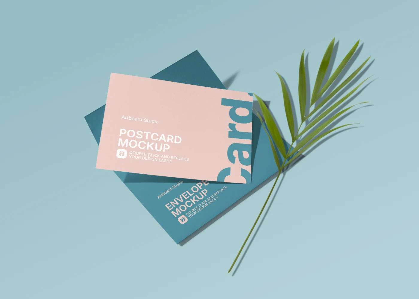 Postcard mockup with an envelope