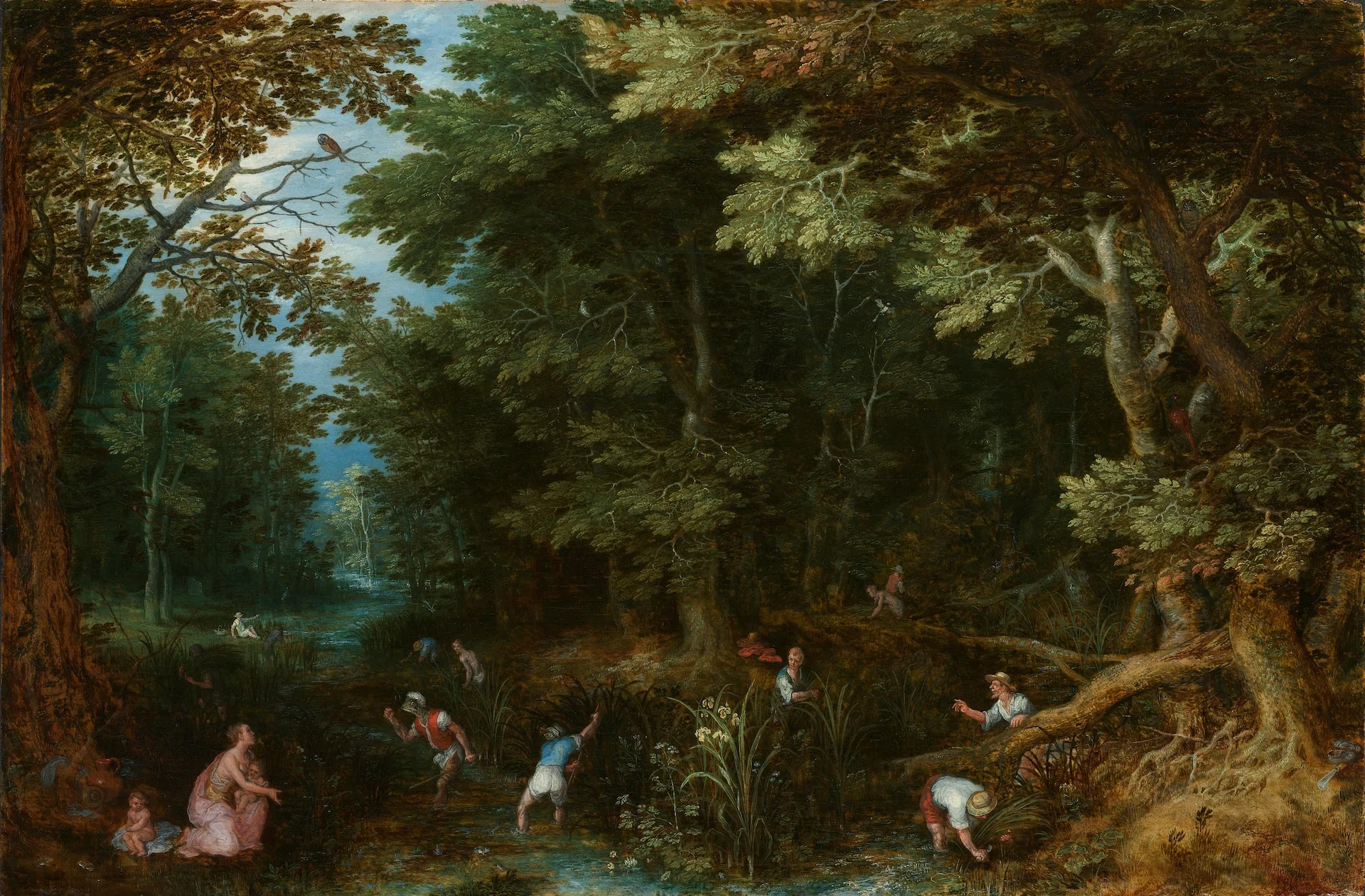Woodland Pool with Bathers