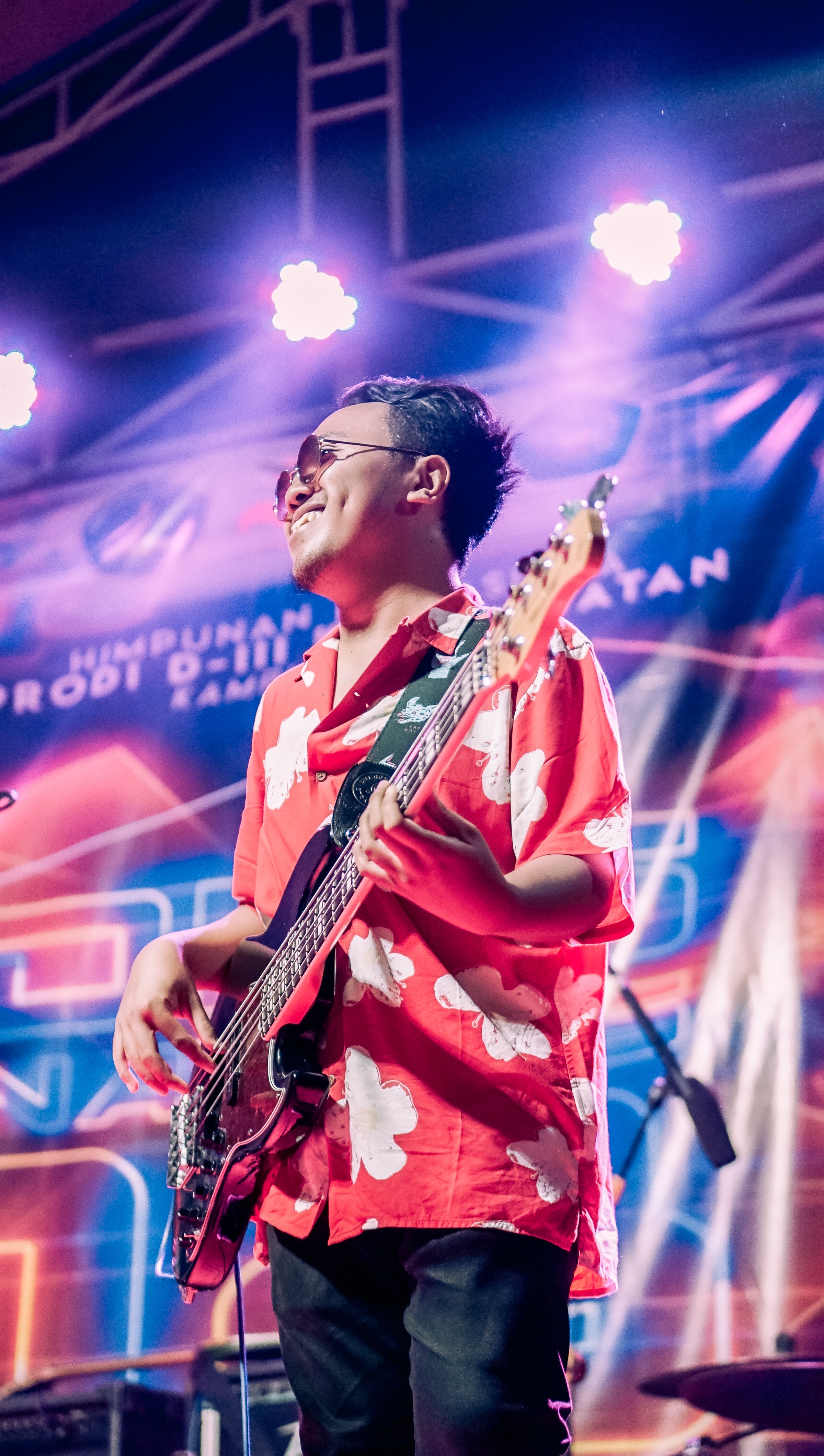 Prama as Bassist of ITS Jazz, perfom at Poltekkes Tuban