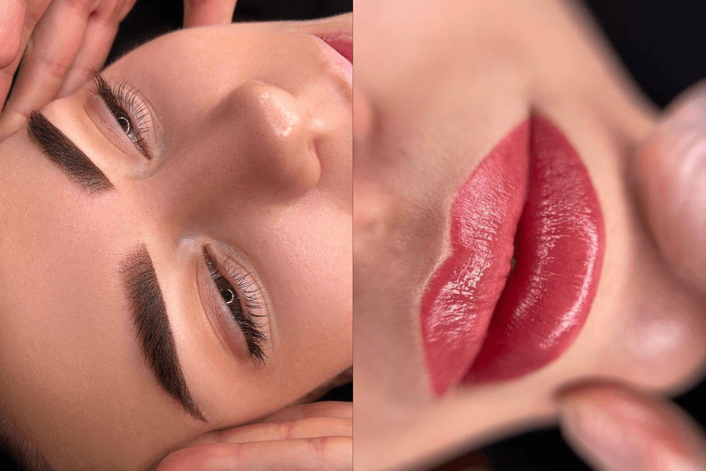 Lips and eyebrows after touch up