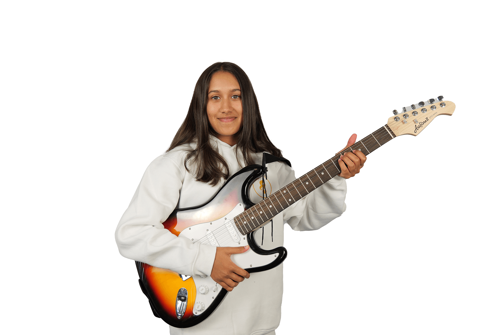 Female Focus Music Student playing the guitar
