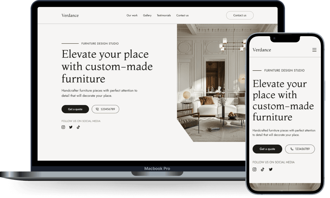 Furniture Design Studio Website Mockup