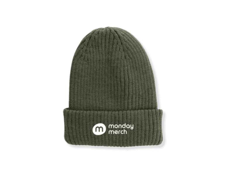 Warm double knitted rib beanie for corporate gifts and winter events