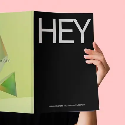 beeld van magazine met aantrekkelijke typografie