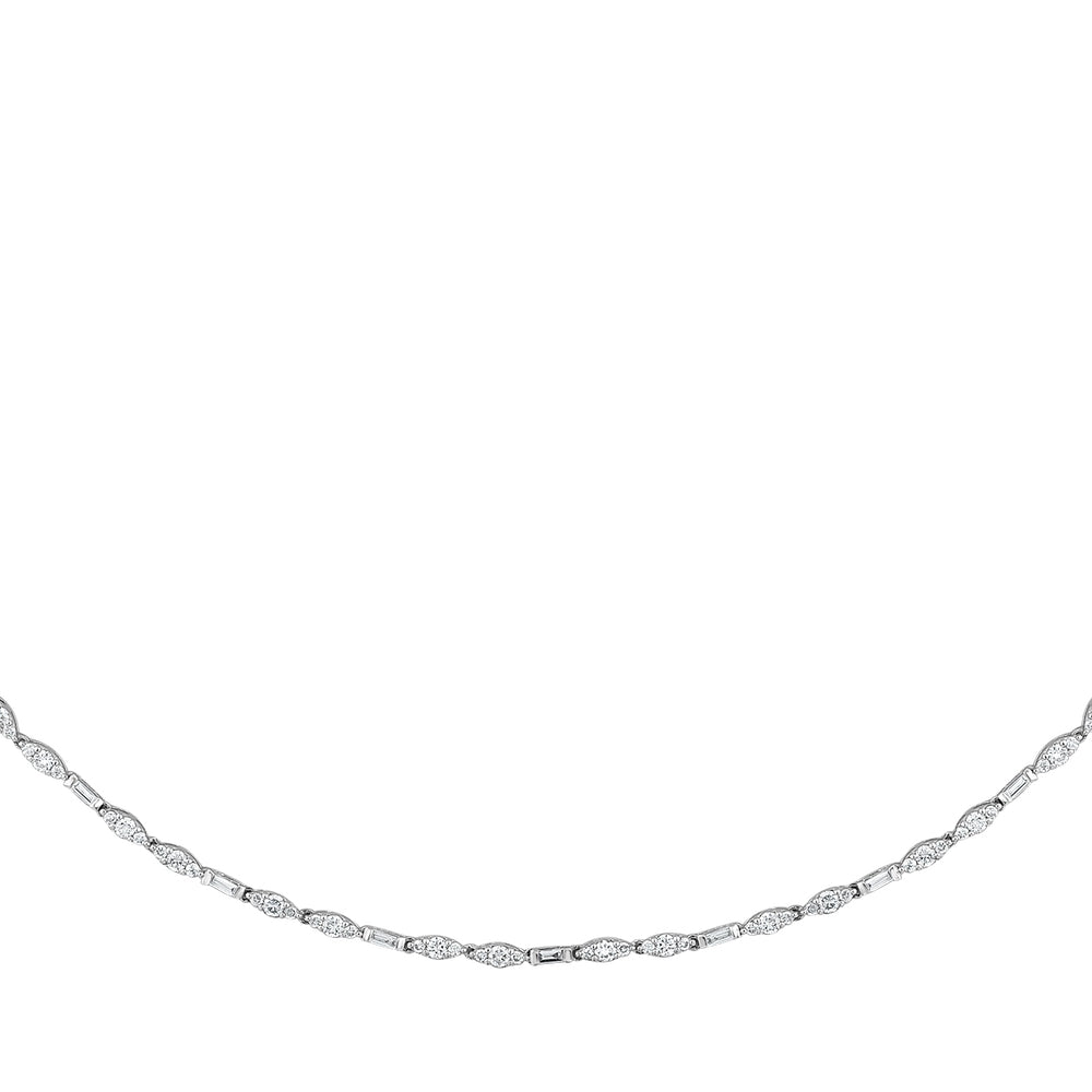 Assos Pırlanta 1.00 Karat Baget Taşlı Beyaz Altın Gerdanlık