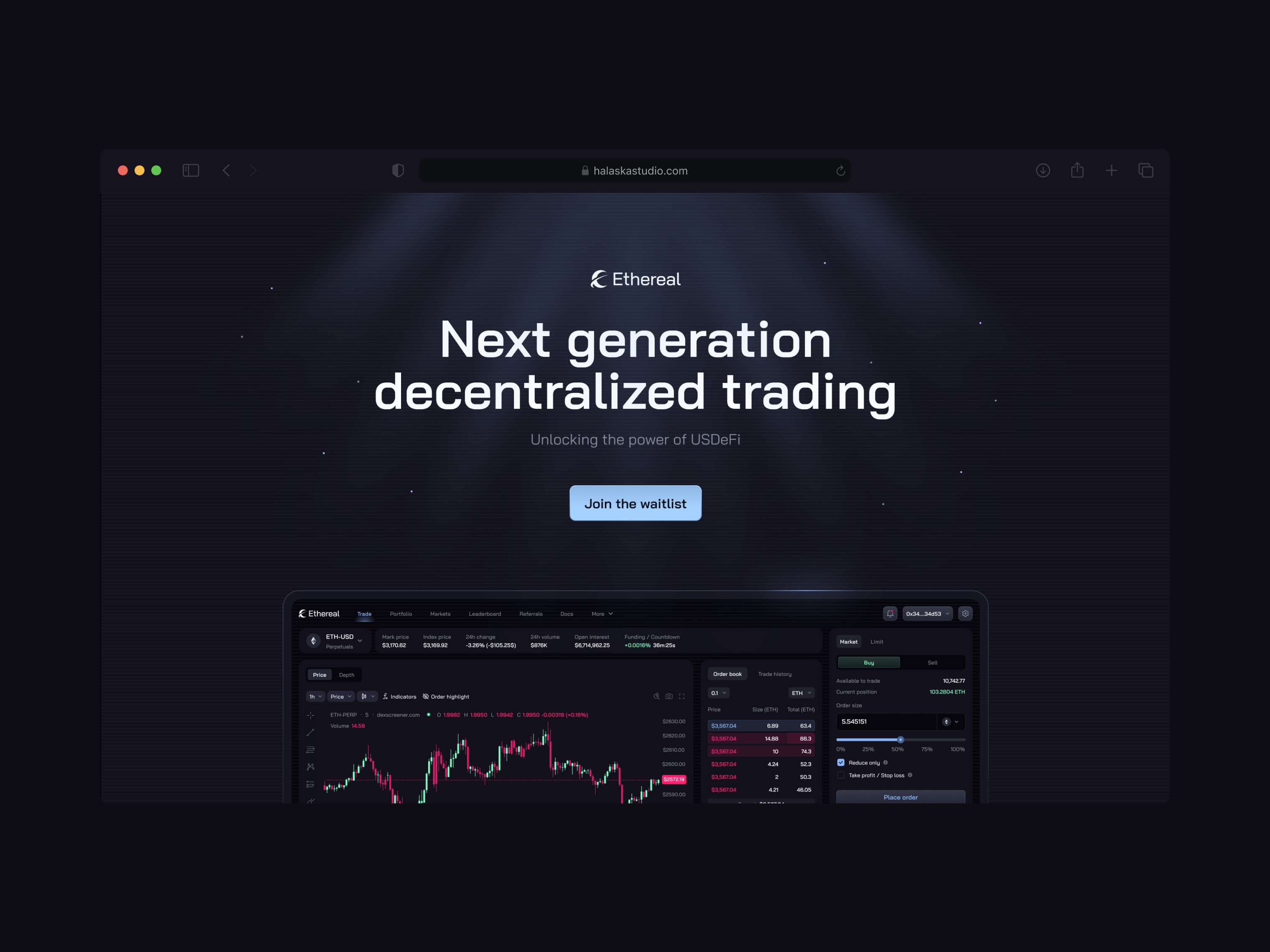 Ethena Ethereal DEX Website Design 