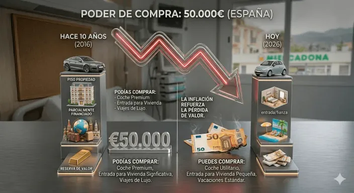 Gráfico de la pérdida de valor del dinero fiat frente a la rentabilidad de los fondos de inversión.